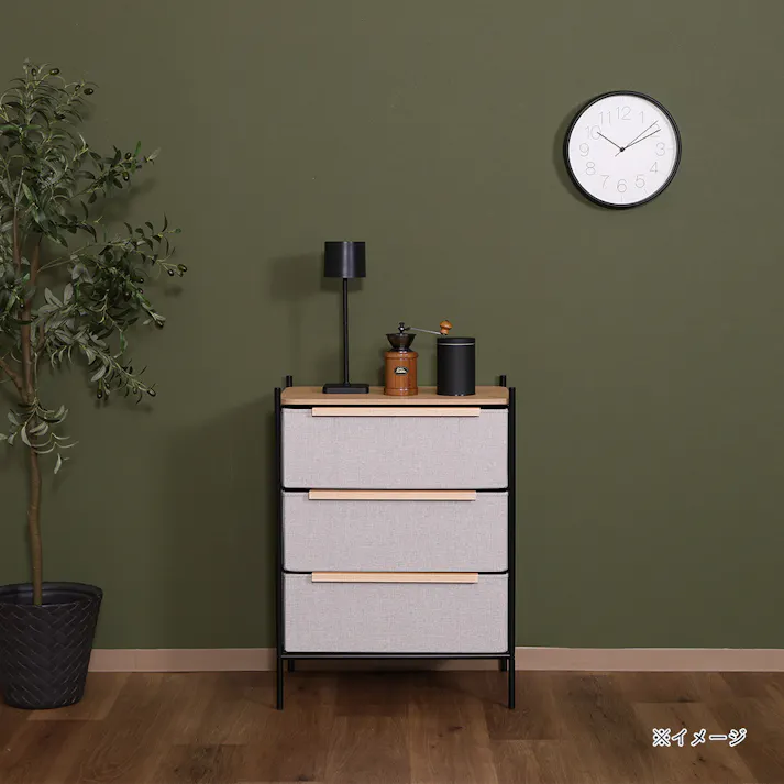 KDファブリックチェスト パトラ 3段 グレー【別送品】
