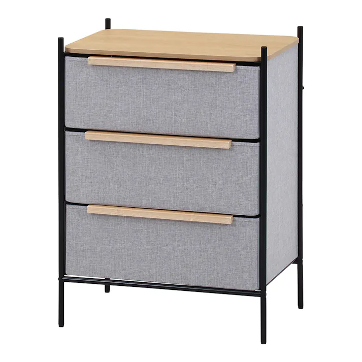 KDファブリックチェスト パトラ 3段 グレー【別送品】