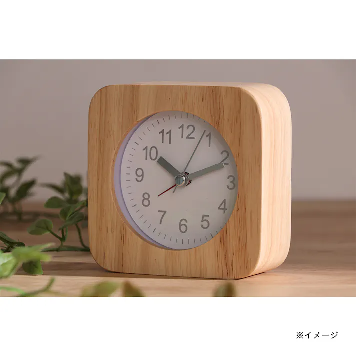 置時計 ウッド スクエア ホワイト