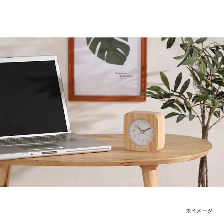 置時計 ウッド スクエア ホワイト