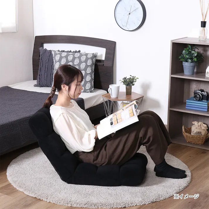 【通常WEB価格6980円】軽量 ふわもこ フロアチェア ブラック【別送品】