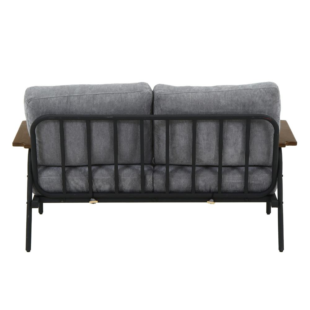アーム付きソファ　グレー アイアンアームコーデュロイソファ カローチェ グレー