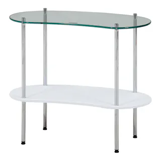 【通常WEB価格17800円】Chamillガラスサイドテーブル ホワイト【別送品】