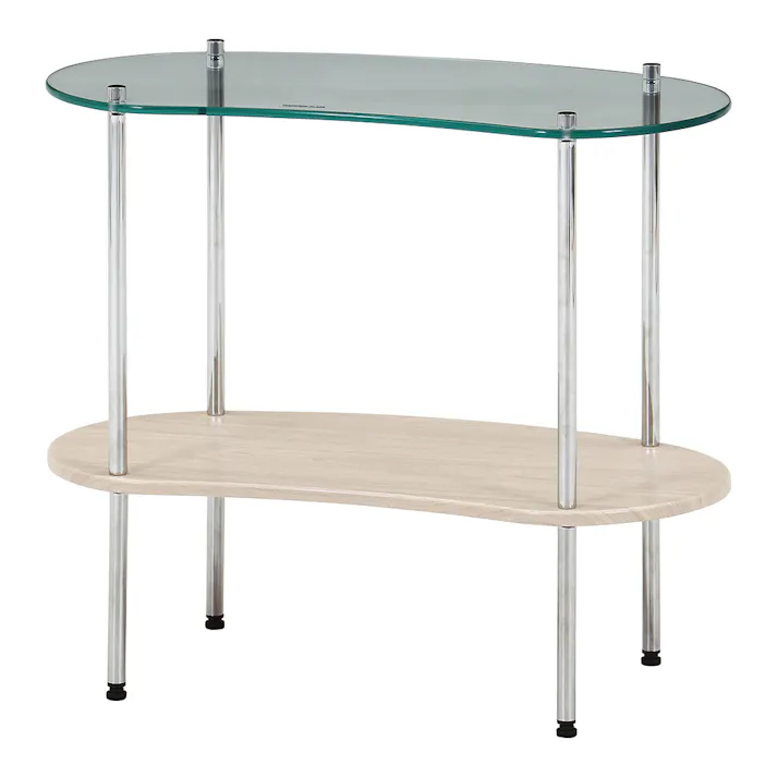 Chamillガラスサイドテーブル 木目【別送品】