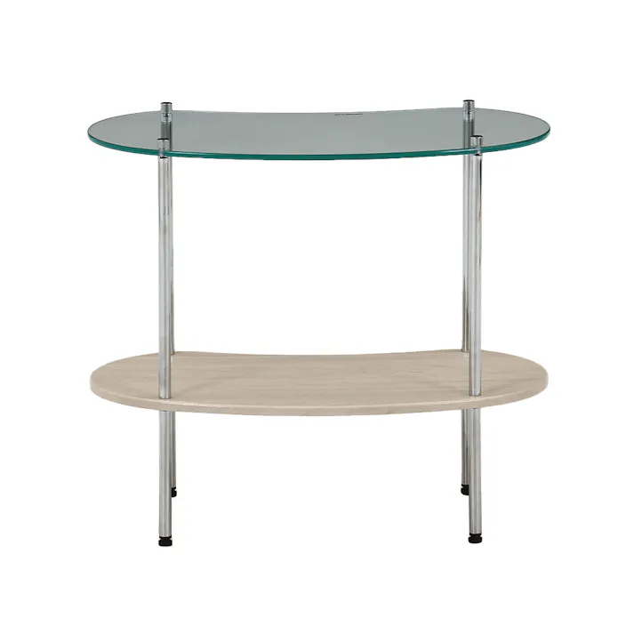 Chamillガラスサイドテーブル 木目【別送品】