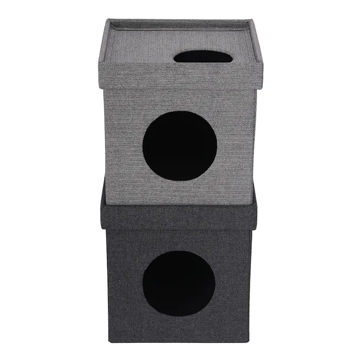 ペットハウス キューブ2段 グレー/ブラック【別送品】