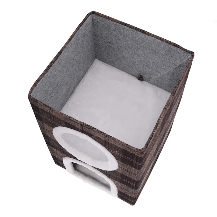 ペットハウス 2ルーム ルーフベッド付 ブラウンチェック【別送品】