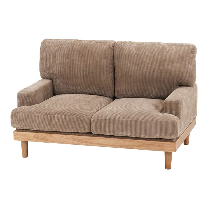 コーデュロイソファ フェリーチェ ブラウン 2人掛け【別送品】