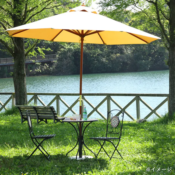 木製パラソル アイボリー 木製 幅270×奥行270×高さ254cm【別送品】