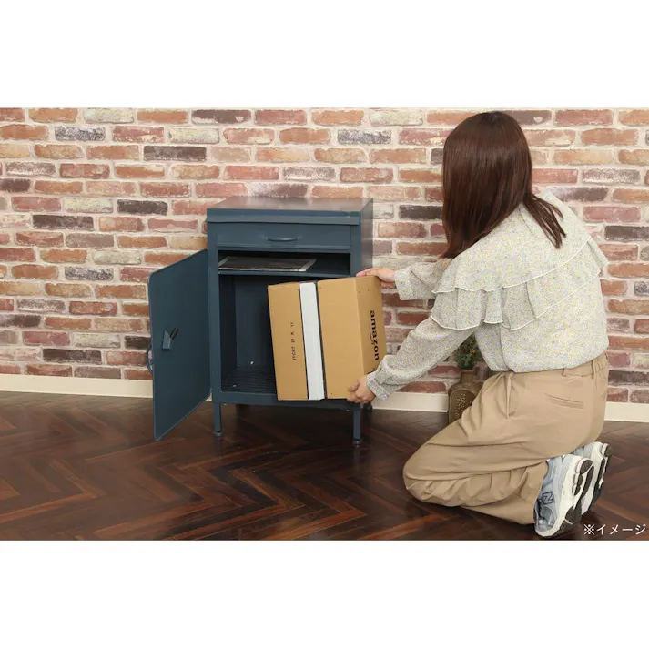 宅配ボックス マーガレット ネイビー 幅46cm高さ70cm奥行36.3cm【別送品】