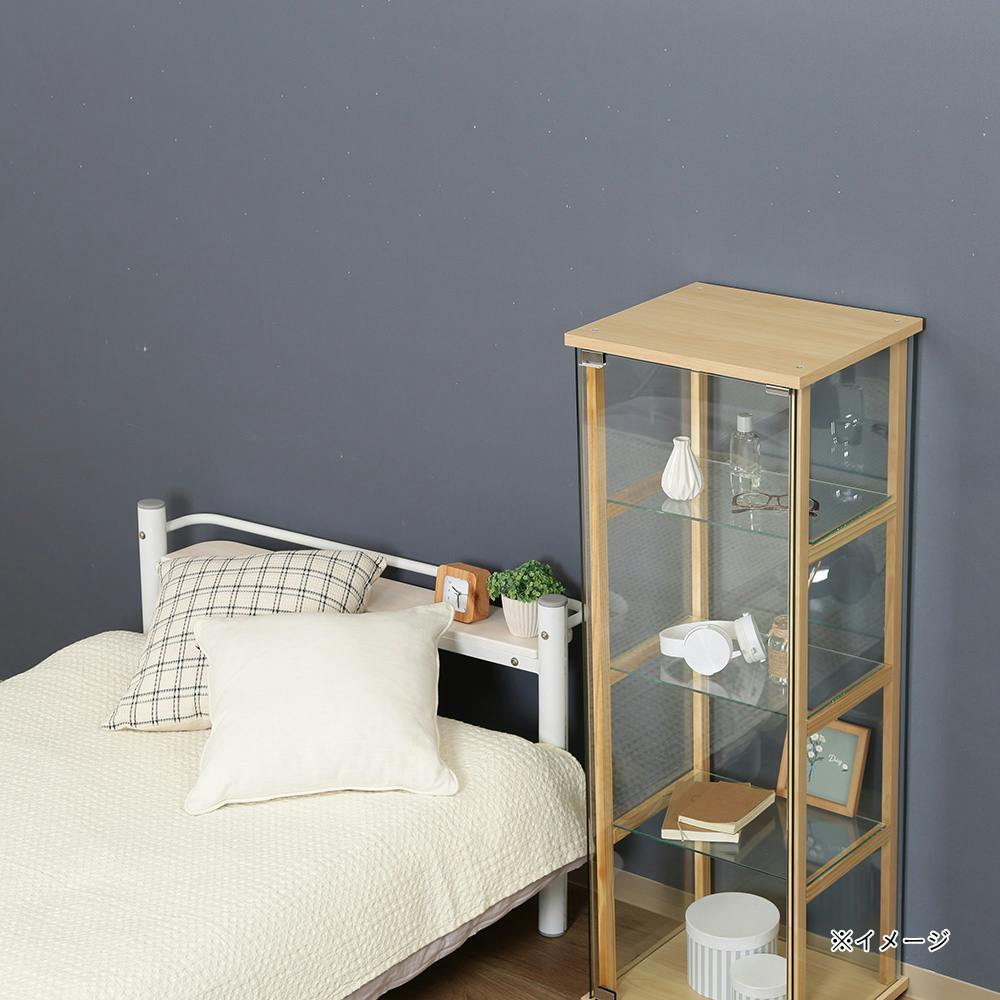 ビンテージ スチールフレーム コレクションケース スペースエイジ ZR24071 ガラスコレクションケース ウッドフレーム 4段【別送品】 | リビング