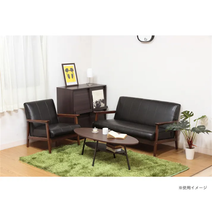 【通常WEB価格17800円】バイキャストPUソファー ラバーズ 1人掛 ダークブラウン【別送品】