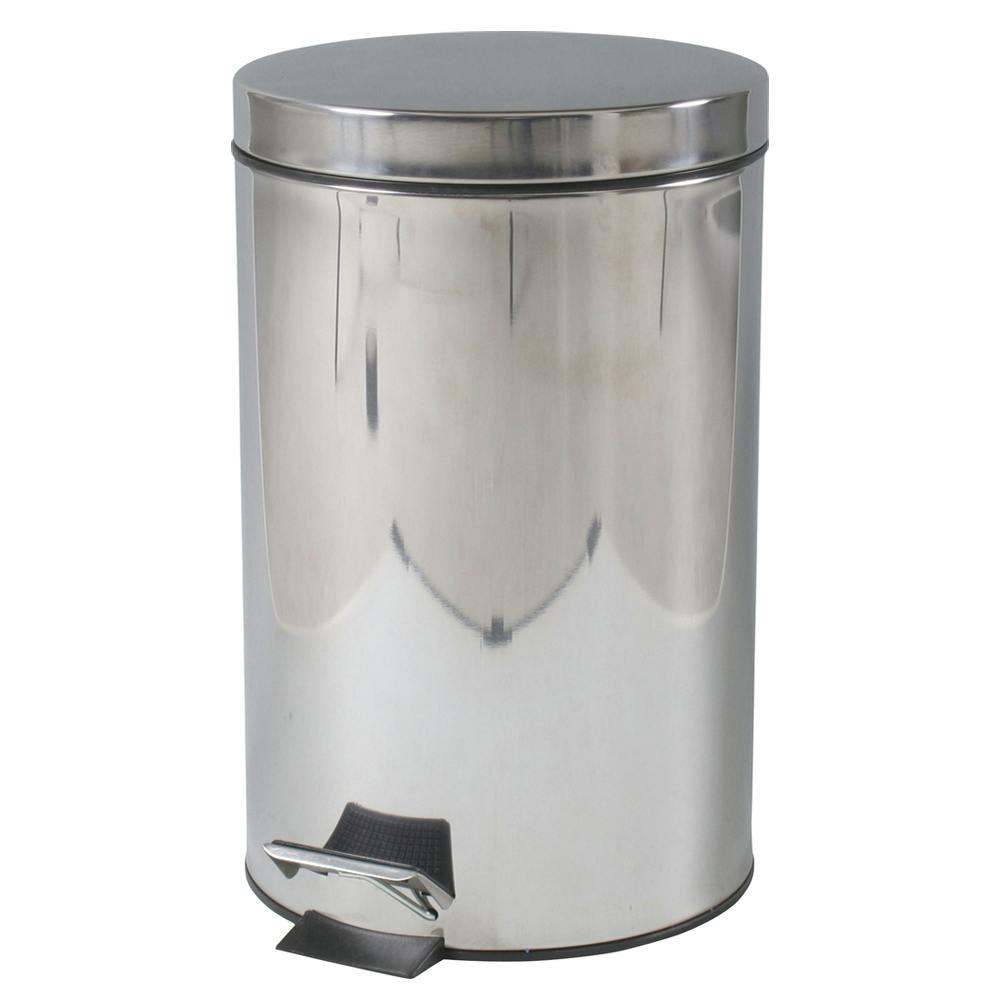 ブラッシュドステンレススチール製ラウンドステップカン（ペダル式ゴミ箱）12L ① ブラッシュドステンレススチール製ラウンドステップカン（ペダル式