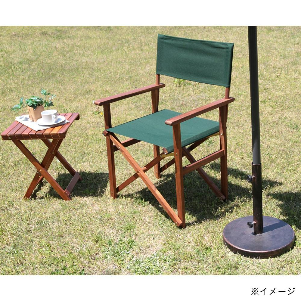 ディレクターチェア ガーデニング 椅子 天然木とグリーン布製 :dssosh