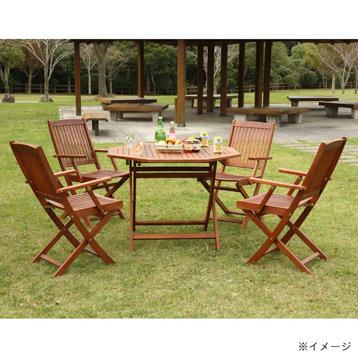 八角テーブル 110cm ブラウン【別送品】