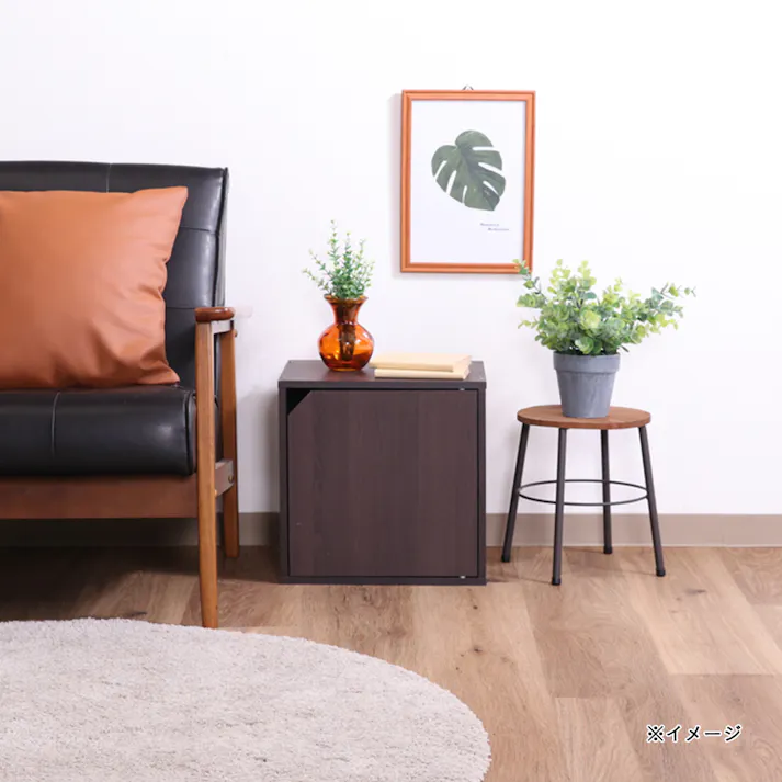 キューブボックス 扉付 ブラウン