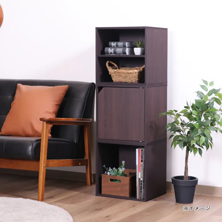 キューブボックス 扉付 ブラウン