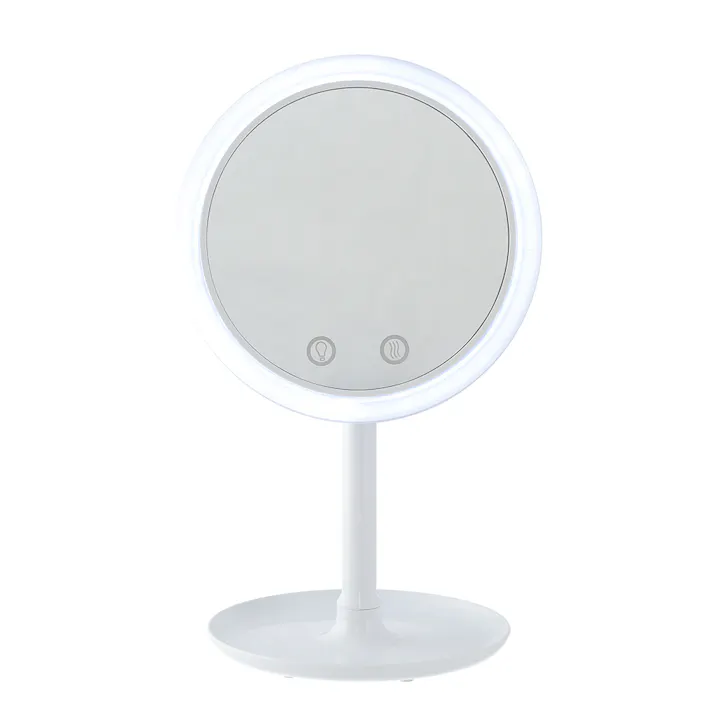 ファン付き LED卓上ミラー エイミー ホワイト