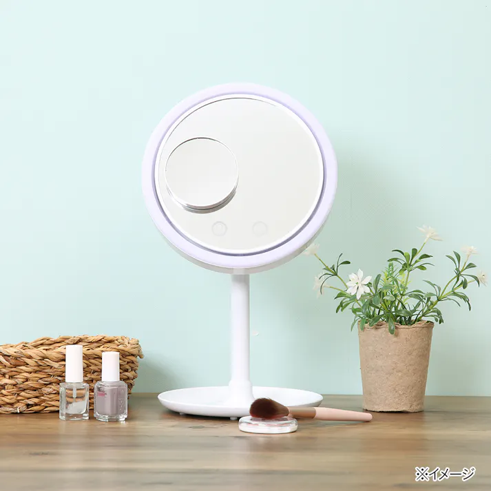 ファン付き LED卓上ミラー エイミー ホワイト