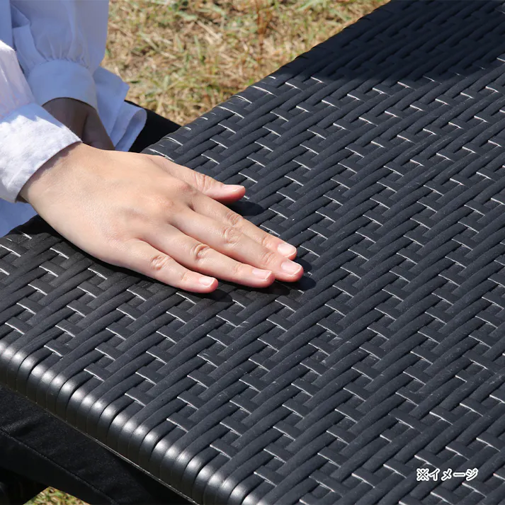 テーブル&チェア 3点セット ブラック ラタン調【別送品】