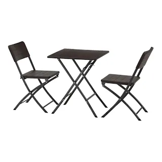 テーブル&チェア 3点セット ブラウン 木目調【別送品】