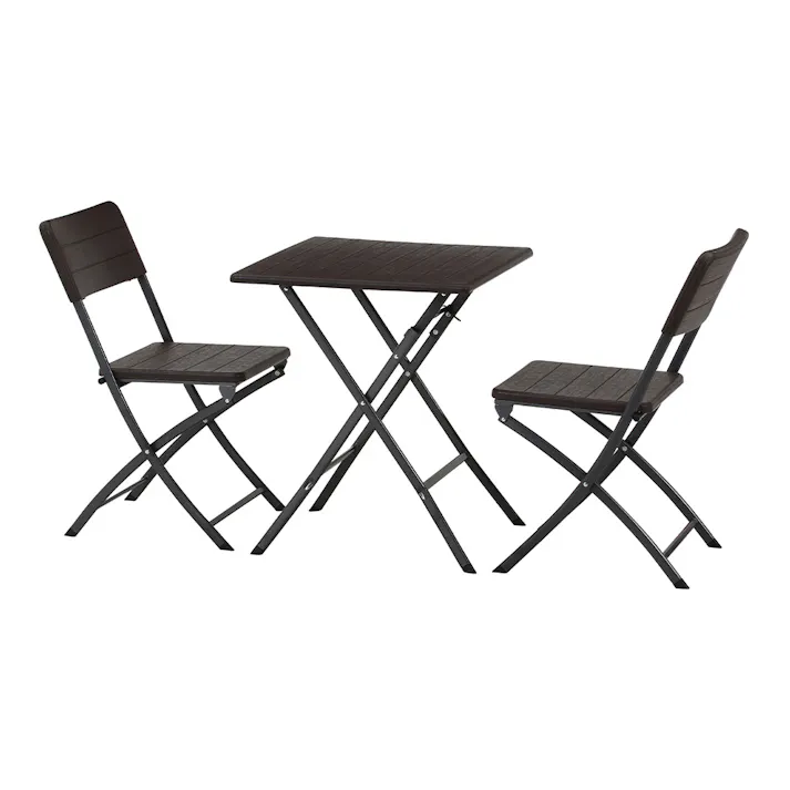 テーブル&チェア 3点セット ブラウン 木目調【別送品】