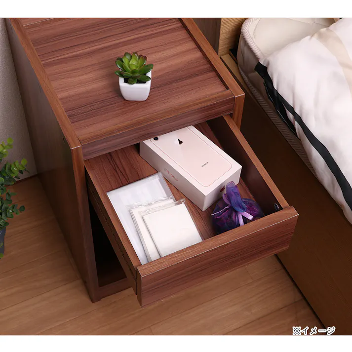 ベッドサイドテーブル BR(コンセント付き)【別送品】