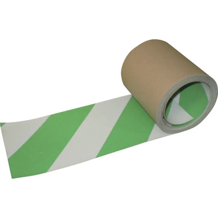 【CAINZ-DASH】日本レヂボン 蛍光ノンスリップ ゼブラタイプ 安全ゾーン 幅100mm×長さ3m×厚さ0.85mm NSP-1003-FLZ-GW【別送品】