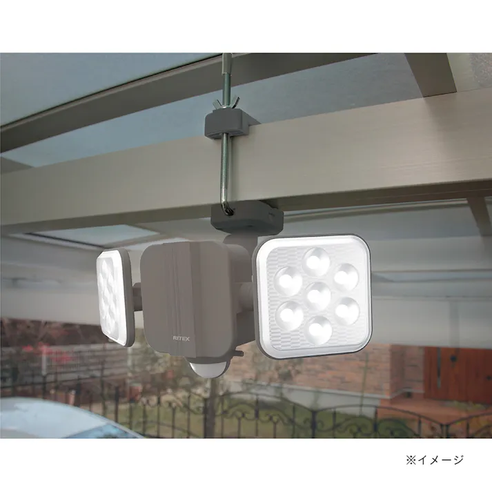 RITEX フリーアーム式 LEDハイブリットソーラーライト 6.5W 2灯 S-HB250 防犯 防雨タイプIP44 屋内/屋外設置可 人感明暗センサー