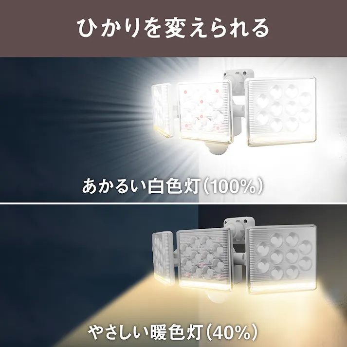 RITEX センサーライト 高機能A式C12W 3灯 3200ルーメン 3045 LED-AC3045 防犯 防雨タイプIP44 屋外設置可 人感明暗センサー