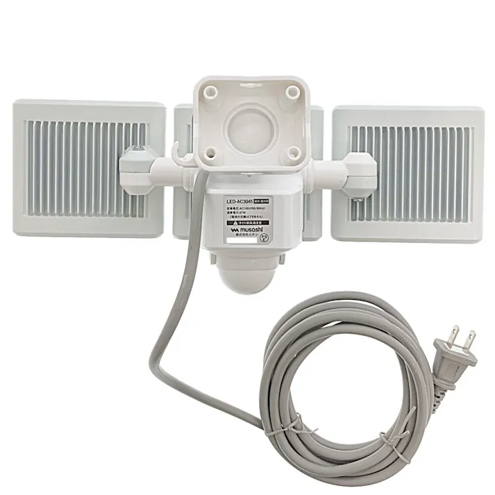 RITEX センサーライト 高機能A式C12W 3灯 3200ルーメン 3045 LED-AC3045 防犯 防雨タイプIP44 屋外設置可 人感明暗センサー