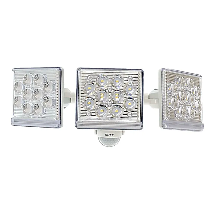 RITEX センサーライト 高機能A式C12W 3灯 3200ルーメン 3045 LED-AC3045 防犯 防雨タイプIP44 屋外設置可 人感明暗センサー