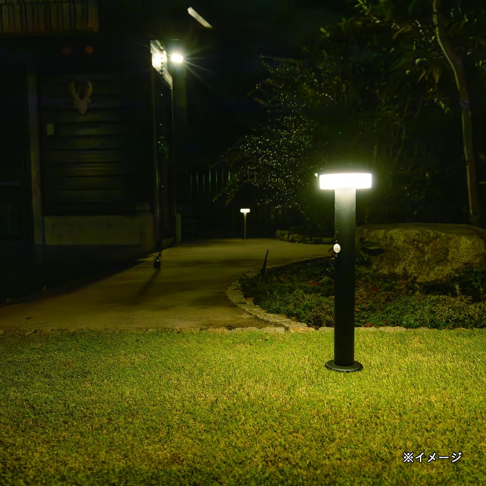 ガーデンソーラーセンサーライト 2W 丸型 ブラック | ガーデンライト