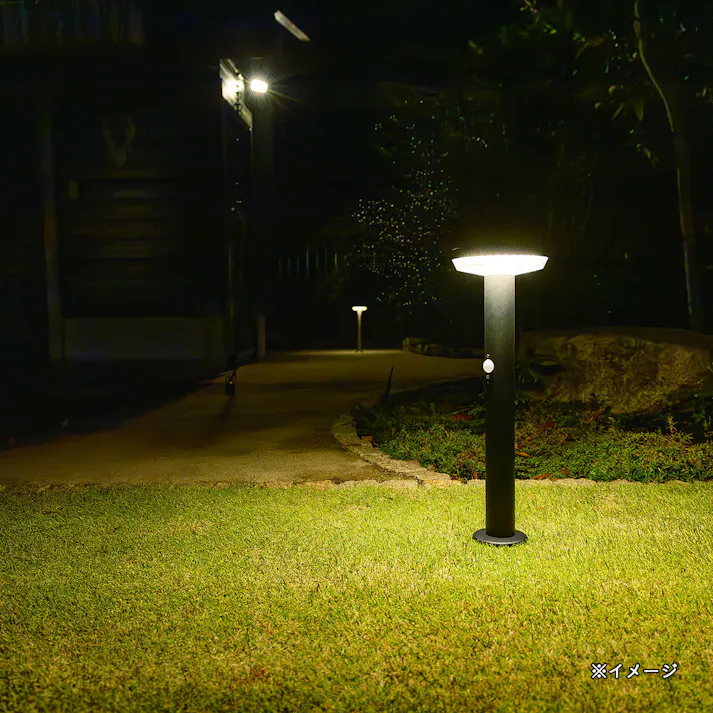 ガーデンソーラーセンサーライト 5W 丸型 ブラック