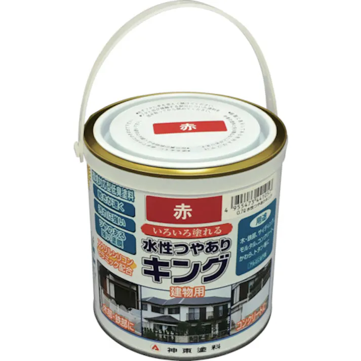 【CAINZ-DASH】シントーファミリー 建物用塗料(水性) つやありキング 赤 0.7L 4405-0.7【別送品】