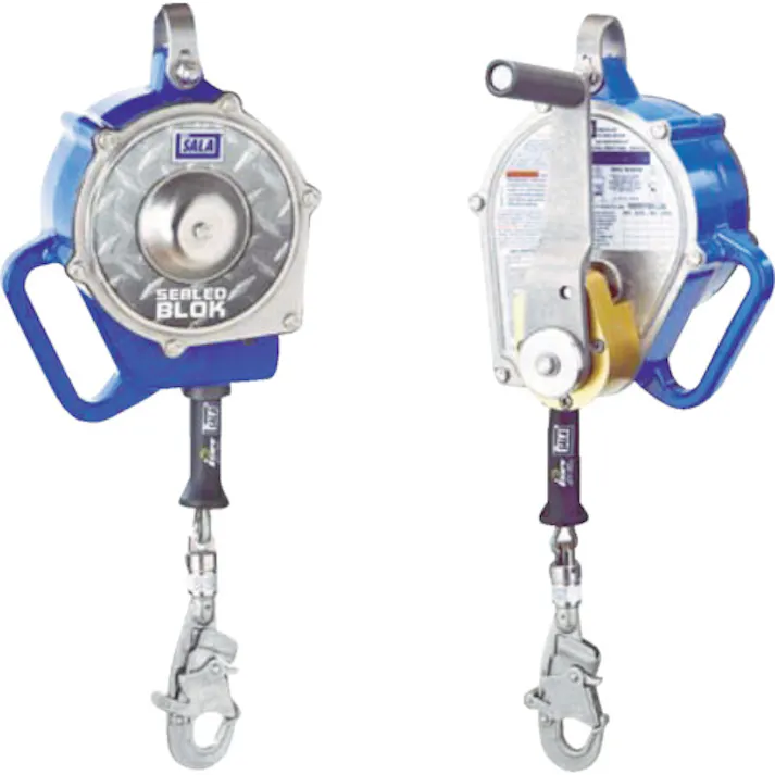 【CAINZ-DASH】藤井電工 ワイヤーロープ巻取式墜落防止器具 シールドブロック 9m ウィンチ付 SS-9-W(台付・引寄せロープ付) SSB-9-W-BX【別送品】