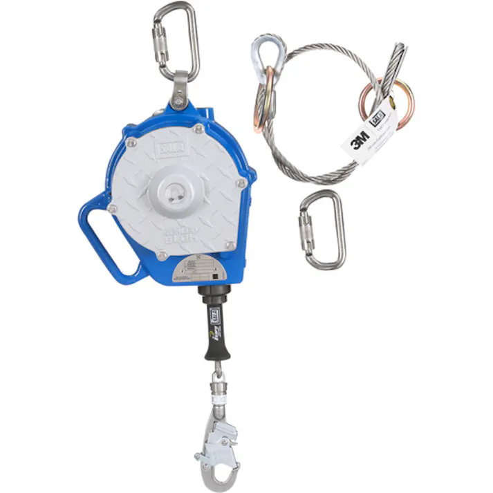 【CAINZ-DASH】藤井電工 ワイヤーロープ巻取式墜落防止器具 シールドブロック 15m ウィンチ付 SSB-15-W(台付・引寄せロープ付) SSB-15-W-BX【別送品】