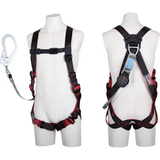 【CAINZ-DASH】藤井電工 レヴォハーネス シングルランヤード付き ロック機構付き巻取式ワン・ハンドリトラ 黒・赤 Lサイズ TH-508-OH93SV-OT-BKR-L-R23-BX【別送品】