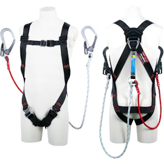 【CAINZ-DASH】藤井電工 ライトハーネス ツインランヤード付き 三つ打ちロープ 黒 Mサイズ TH-510-DZ1-OT-BLK-M-2R23-BX【別送品】