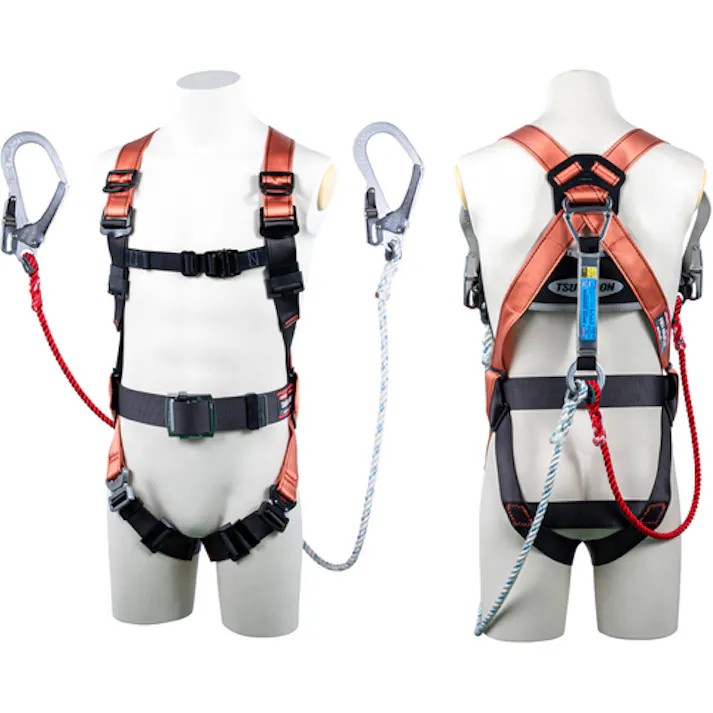 【CAINZ-DASH】藤井電工 コアハーネス 胴ベルト付き ツインランヤード付き 三つ打ちロープ オレンジ Mサイズ TH-502-DZ1-OT-OR-M-2R23-BX【別送品】
