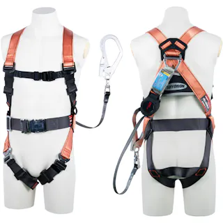 【CAINZ-DASH】藤井電工 コアハーネス 胴ベルト付き シングルランヤード付き ロック機構付き巻取式ワン・ハンドリトラ オレンジ Mサイズ TH-502-OH93SV-OT-OR-M-R23-BX【別送品】