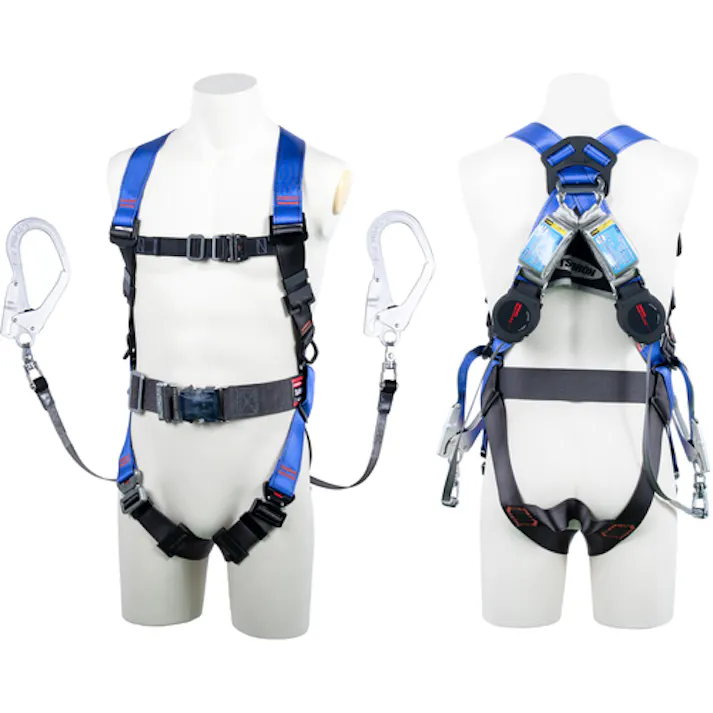 【CAINZ-DASH】藤井電工 コアハーネス 胴ベルト付き ツインランヤード付き ロック機構付き巻取式ワン・ハンドリトラ パープル Mサイズ TH-502-2OH93SV-OT-P-M-2R23-BX【別送品】