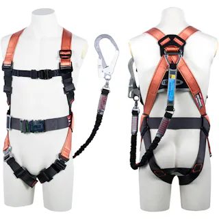 【CAINZ-DASH】藤井電工 コアハーネス 胴ベルト付き シングルランヤード付き 伸縮式ノビロン(BK) オレンジ Lサイズ TH-502-NV93SV-OT-OR-L-R23-BX【別送品】
