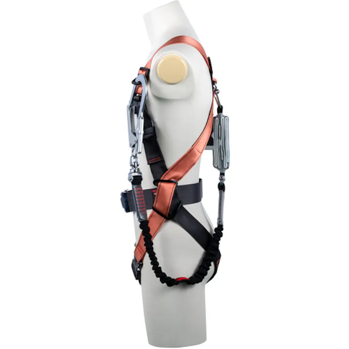 【CAINZ-DASH】藤井電工 コアハーネス 胴ベルト付き シングルランヤード付き 伸縮式ノビロン(BK) オレンジ Lサイズ TH-502-NV93SV-OT-OR-L-R23-BX【別送品】