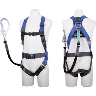 【CAINZ-DASH】藤井電工 コアハーネス 胴ベルト付き シングルランヤード付き 伸縮式ノビロン(BK) パープル Lサイズ TH-502-NV93SV-OT-P-L-R23-BX【別送品】