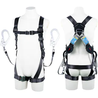 【CAINZ-DASH】藤井電工 黒影ハーネス ツインランヤード付き ロック機構付き巻取式ワン・ハンドリトラ ダークグレー Mサイズ TH-504-2OH93SV-OT-DG-M-2R23-BX【別送品】