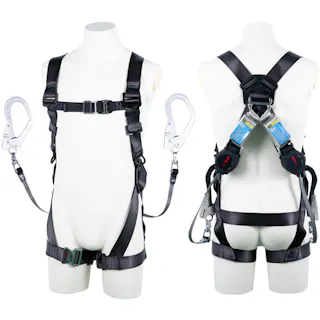 【CAINZ-DASH】藤井電工 黒影ハーネス ツインランヤード付き ロック機構付き巻取式ワン・ハンドリトラ ダークグレー Lサイズ TH-504-2OH93SV-OT-DG-L-2R23-BX【別送品】