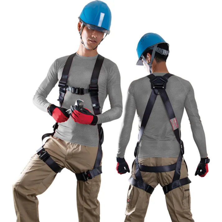 【CAINZ-DASH】藤井電工 黒影ハーネス ダブルランヤード付き 巻取式ワン・ハンドリトラ+伸縮式ノビロン(BK) ダークグレー Lサイズ TH504-OHNV93SV-OT-DG-L-2R23-BX【別送品】