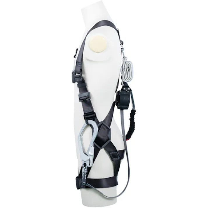 【CAINZ-DASH】藤井電工 黒影ハーネス ダブルランヤード付き 巻取式ワン・ハンドリトラ+伸縮式ノビロン(BK) ダークグレー Lサイズ TH504-OHNV93SV-OT-DG-L-2R23-BX【別送品】