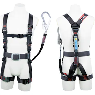 【CAINZ-DASH】藤井電工 飛燕ハーネス 胴ベルト付き シングルランヤード付き 伸縮式ノビロン(BK) ダークグレー Mサイズ TH-506-NV93SV-OT-DG-M-R23-BX【別送品】